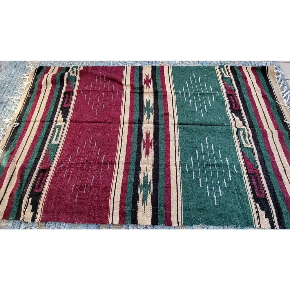 Southwestern Serape Blanket Boho Tribal Fringe Throw Rug Cabin Decor